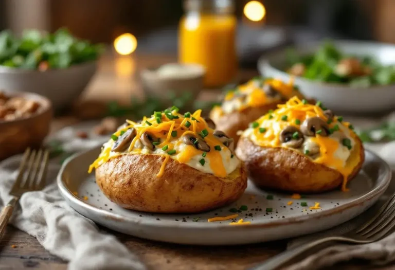 Le plat star de l’hiver : la pomme de terre farcie aux champignons, crème et herbes, ultra parfumée et fondante à souhait Le plat star de l’hiver : la pomme de terre farcie aux champignons, crème et herbes, ultra parfumée et fondante à souhait