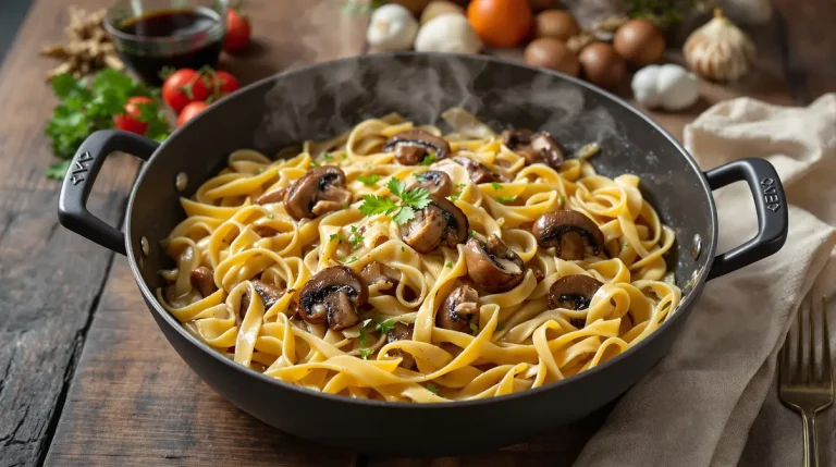 Cuites ensemble, nappées de crème et fondantes : mon one pot pasta aux champignons ultra rapide et réconfortant Cuites ensemble, nappées de crème et fondantes : mon one pot pasta aux champignons ultra rapide et réconfortant